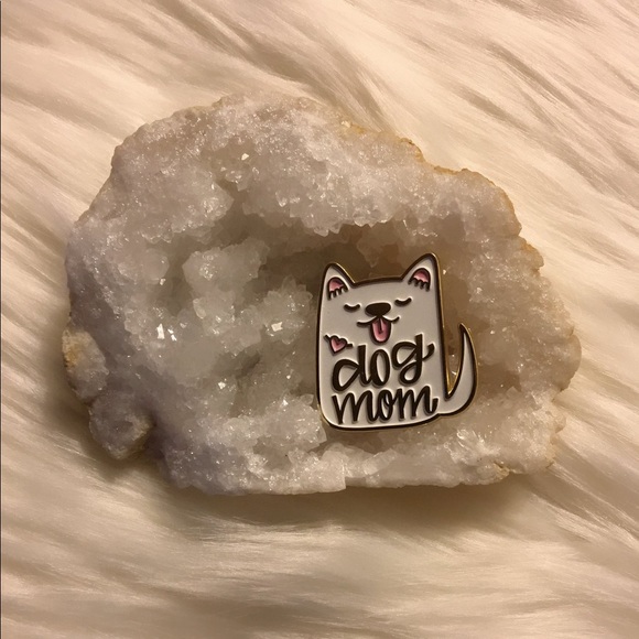 🧧SALE 3/$15 Dog Mom White Enamel Pin by Hennelpaperco - Picture 3 of 4